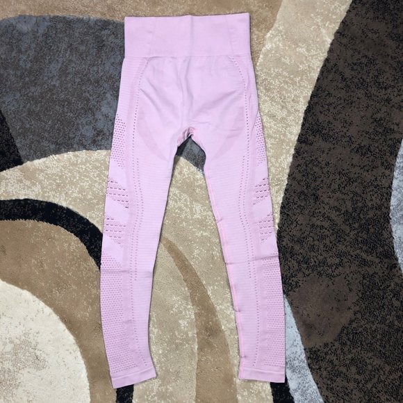 Women’s Pink High Waisted Seamless Leggings, Small - Picture 2 of 8